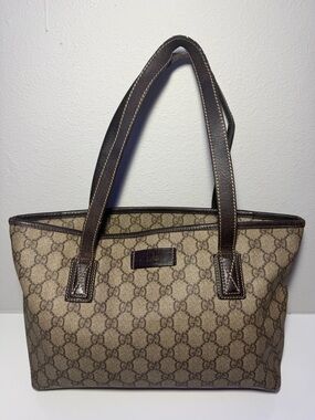 Gucci Brown & Beige GG Monogram Canvas Tote with COA (project)